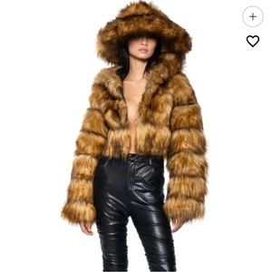 Faux Fur Cropped Jacket size XL